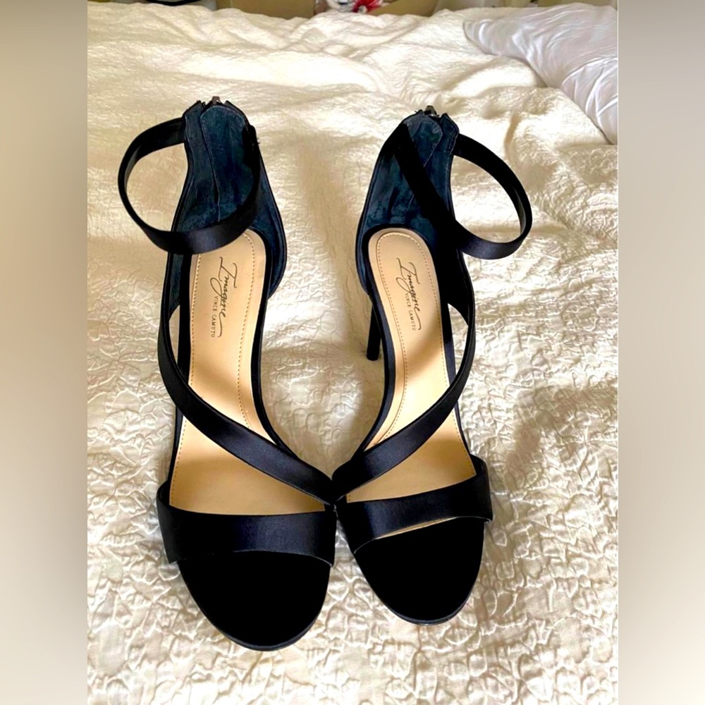 Black Satin Vince Camuto Stilletos